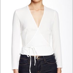 American Apparel Crepe Long Sleeve Wrap Blouse